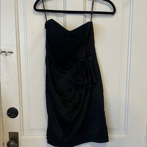 STUNNING VINTAGE Betsy Johnson Elegant Black Strapless above knee cocktail dress